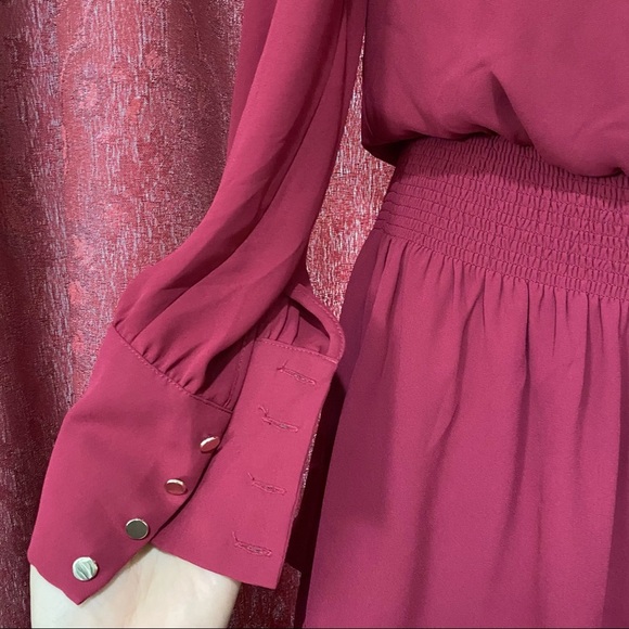 White House Black Market Magenta Ruffle Dress - Picture 3 of 4